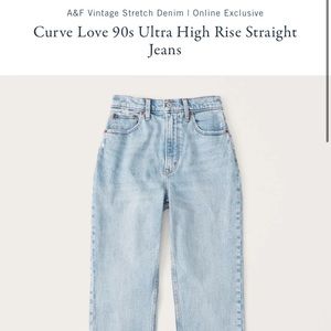 Abercrombie & Fitch Curve Love 90s Ultra High Rise Straight Jean Light Wash
